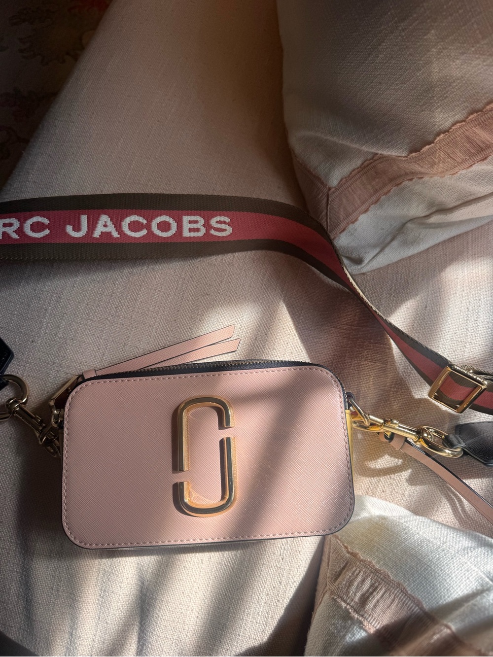 Marc Jacobs Pink Snapshot Crossbody with Logo Strap